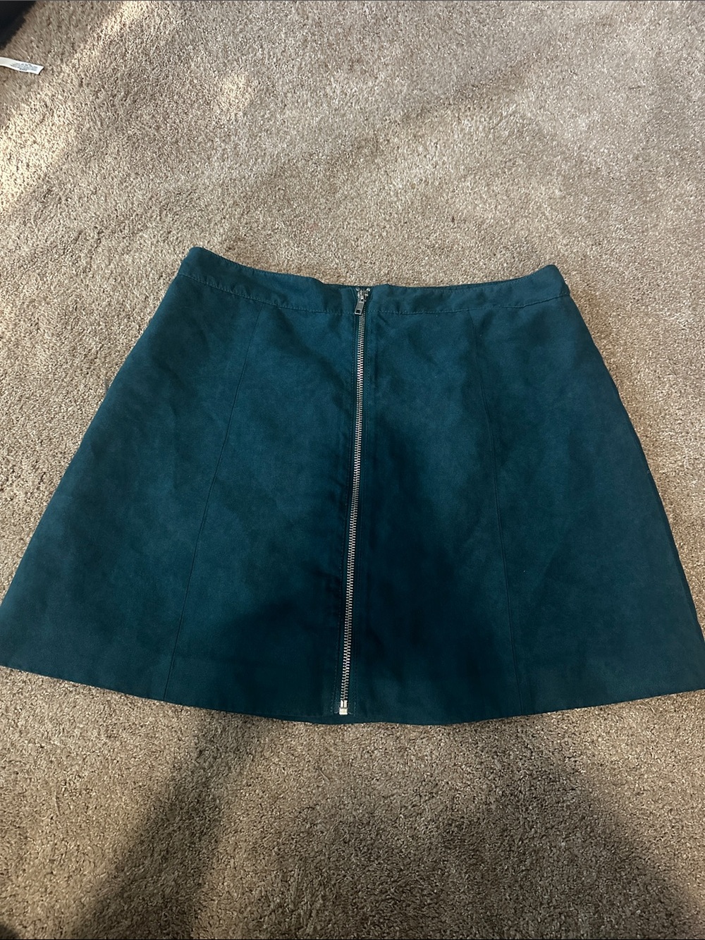 Dark Teal Front-Zip A-Line Skirt - Picture 2 of 3
